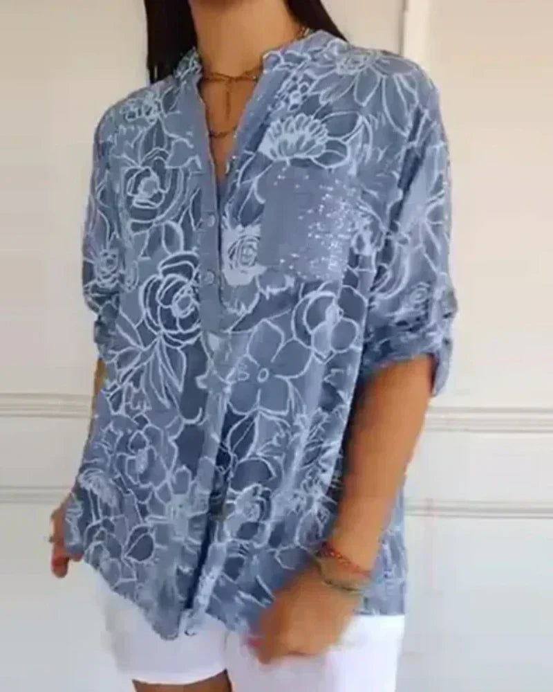 Elise™ | Blouse Fleurie Légère à Col en V