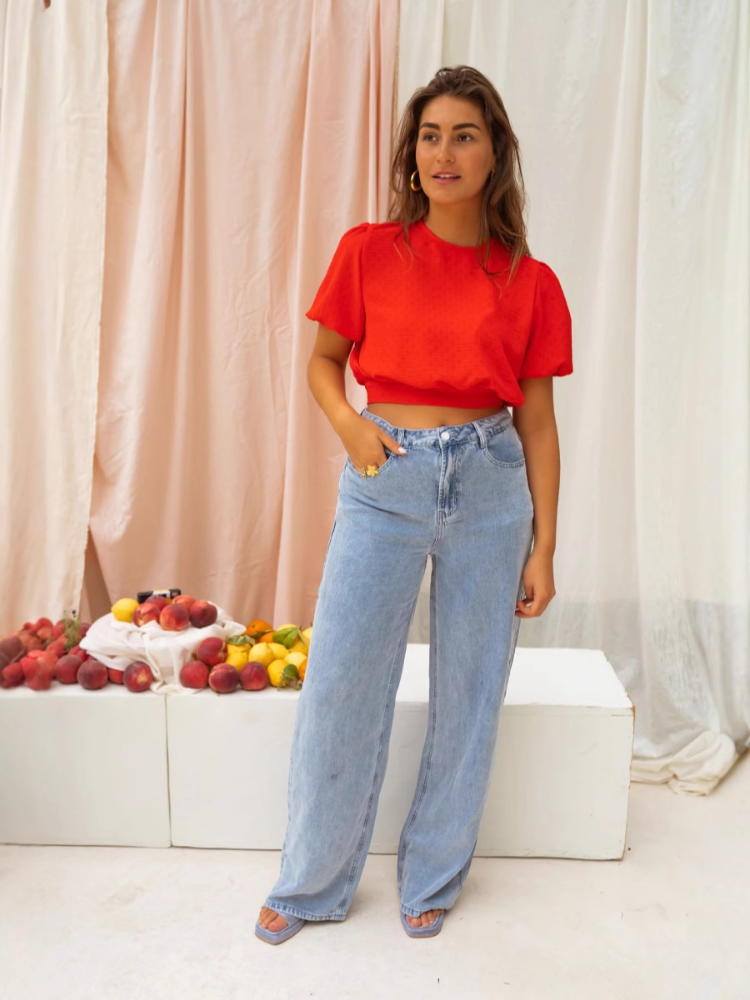 Lorena™ | Blouse cropped avec une touche d'élégance