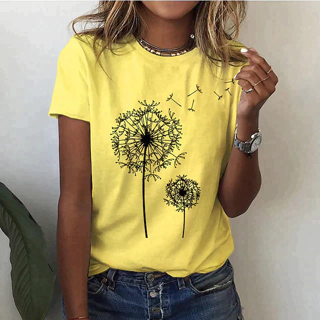 Aurelia™ – T-shirt Tout Doux au Design de Pissenlit
